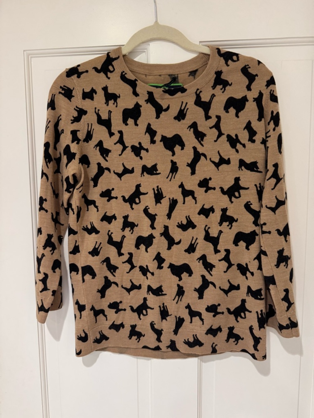 C. Wonder Tan Sweater with Black Dog Silhouette Print
